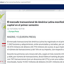 El mercado transaccional de Amrica Latina moviliz un 26% menos de capital en el primer semestre